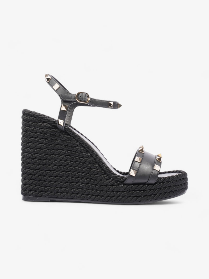  Valentino Rockstud Wedges 115mm Black Leather EU 40 UK 7