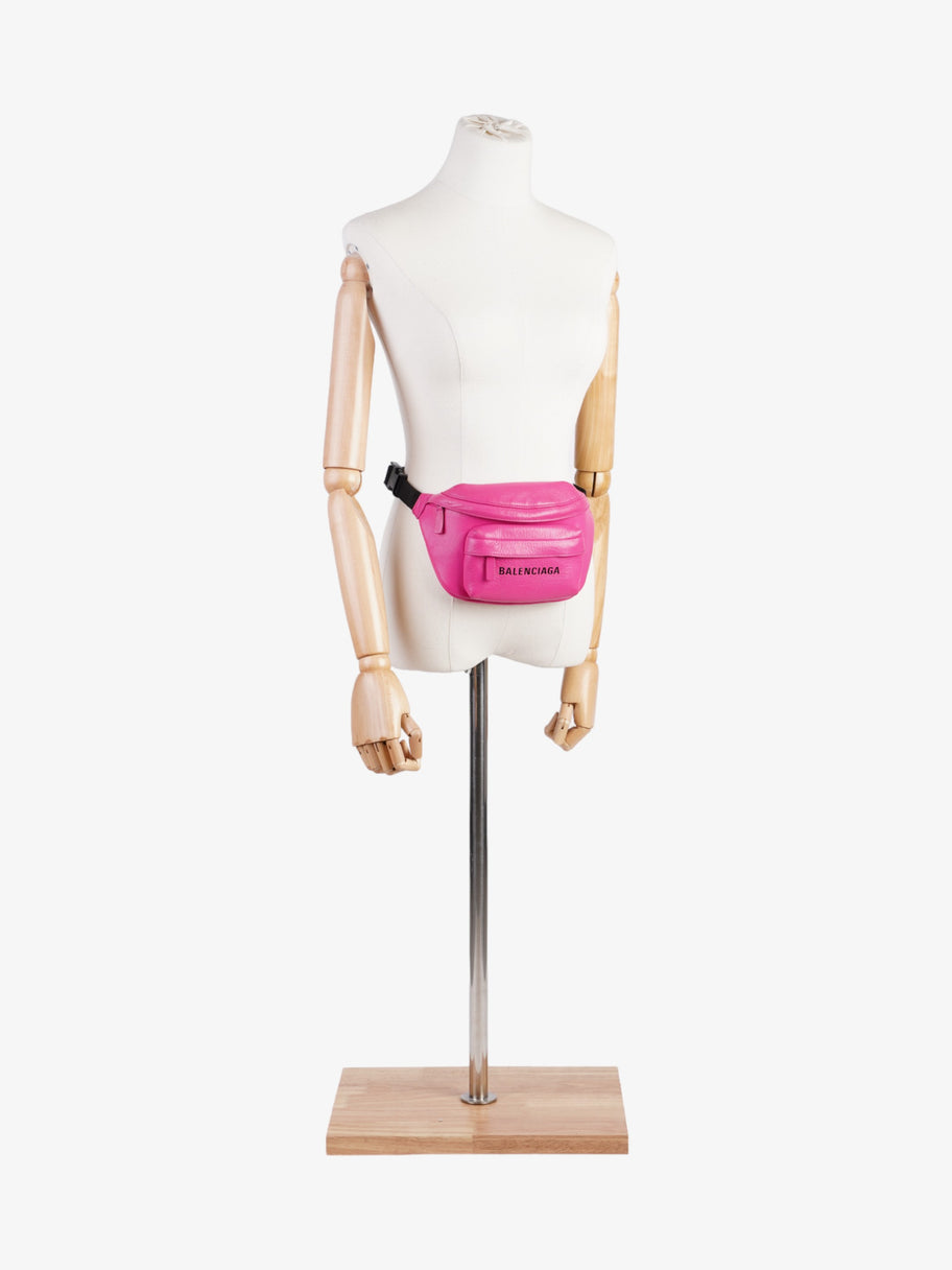 Balenciaga Everyday Waist Bag Neon Pink / Black Leather Image 2