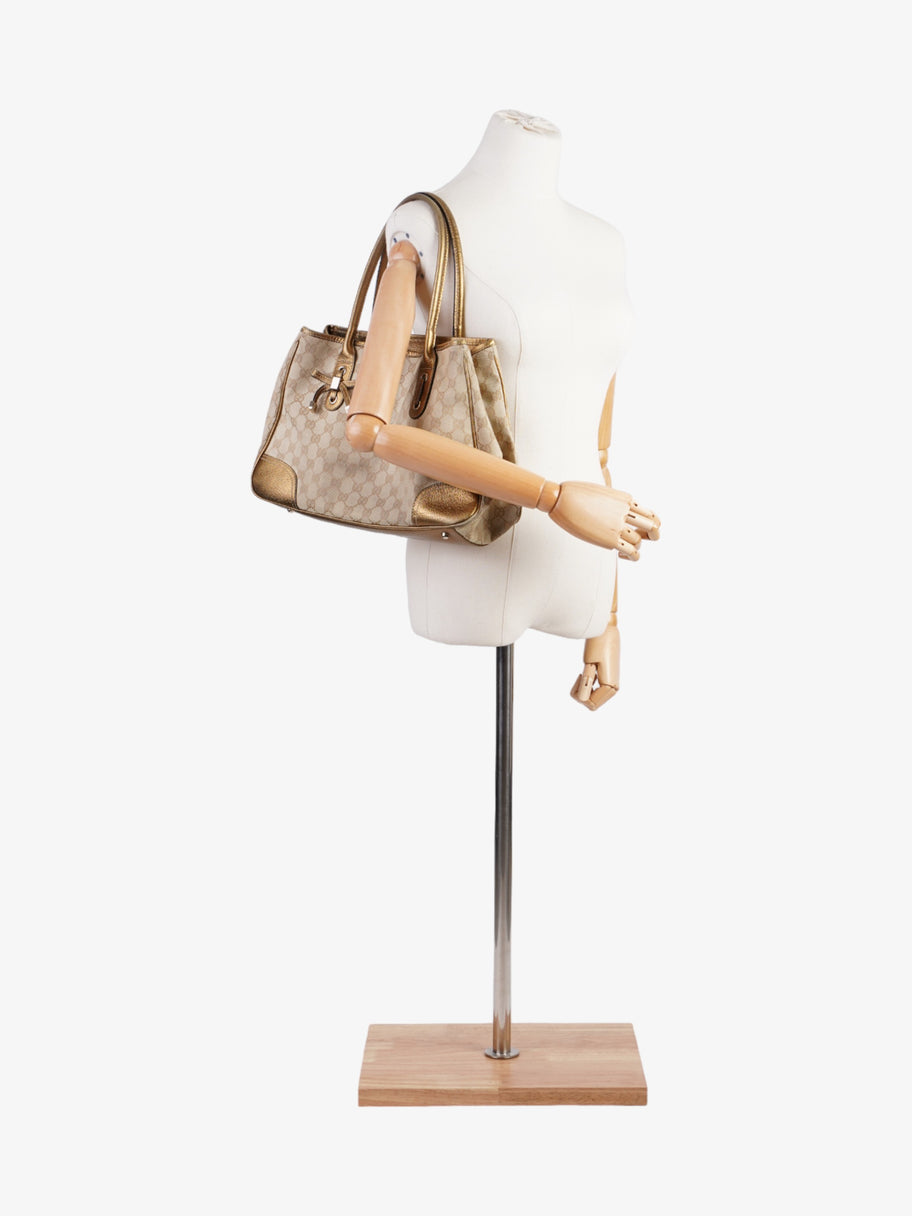 Gucci Princy Tote Beige And Ebony GG Supreme / Gold Canvas Medium Image 2