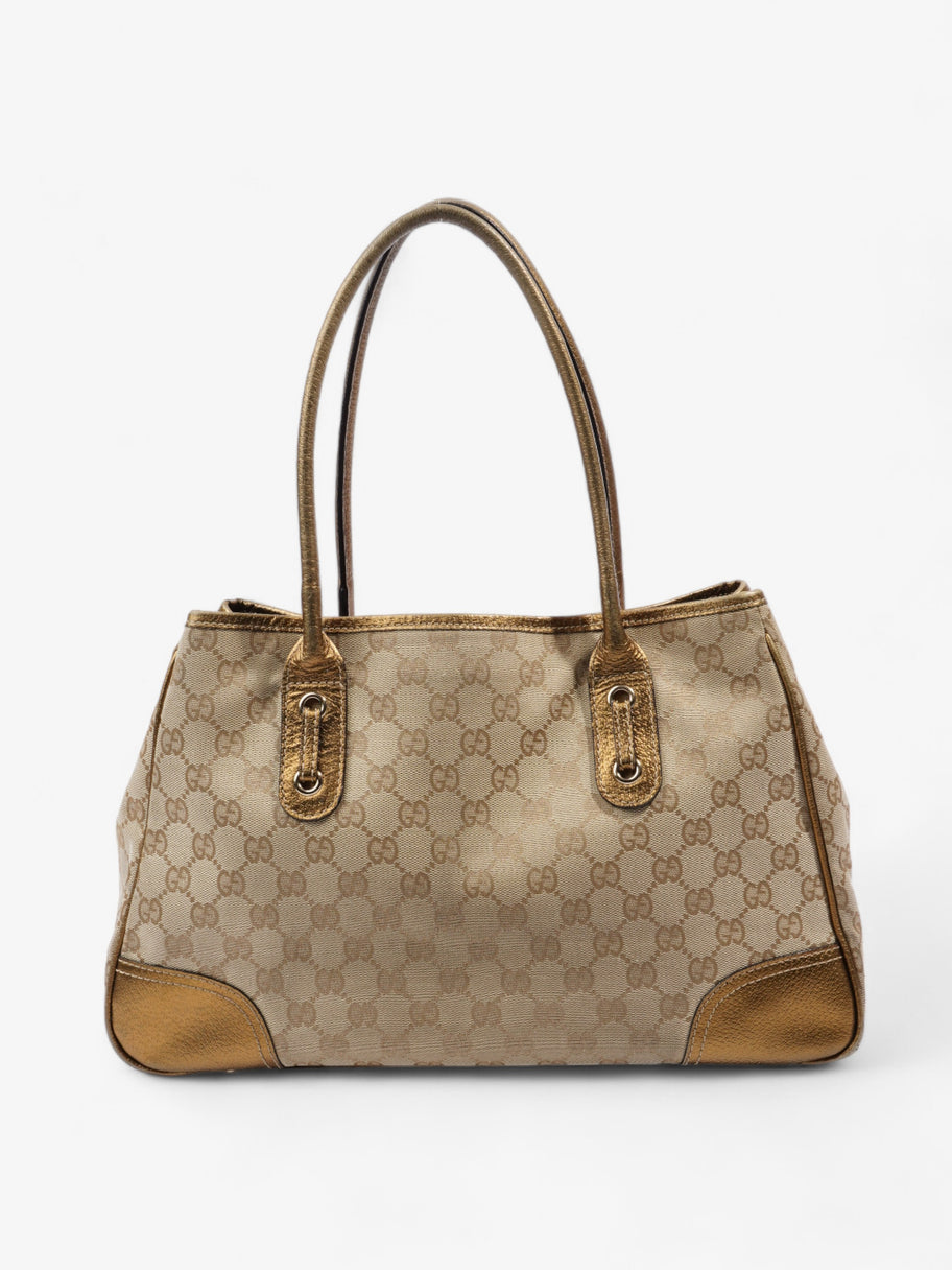 Gucci Princy Tote Beige And Ebony GG Supreme / Gold Canvas Medium Image 4