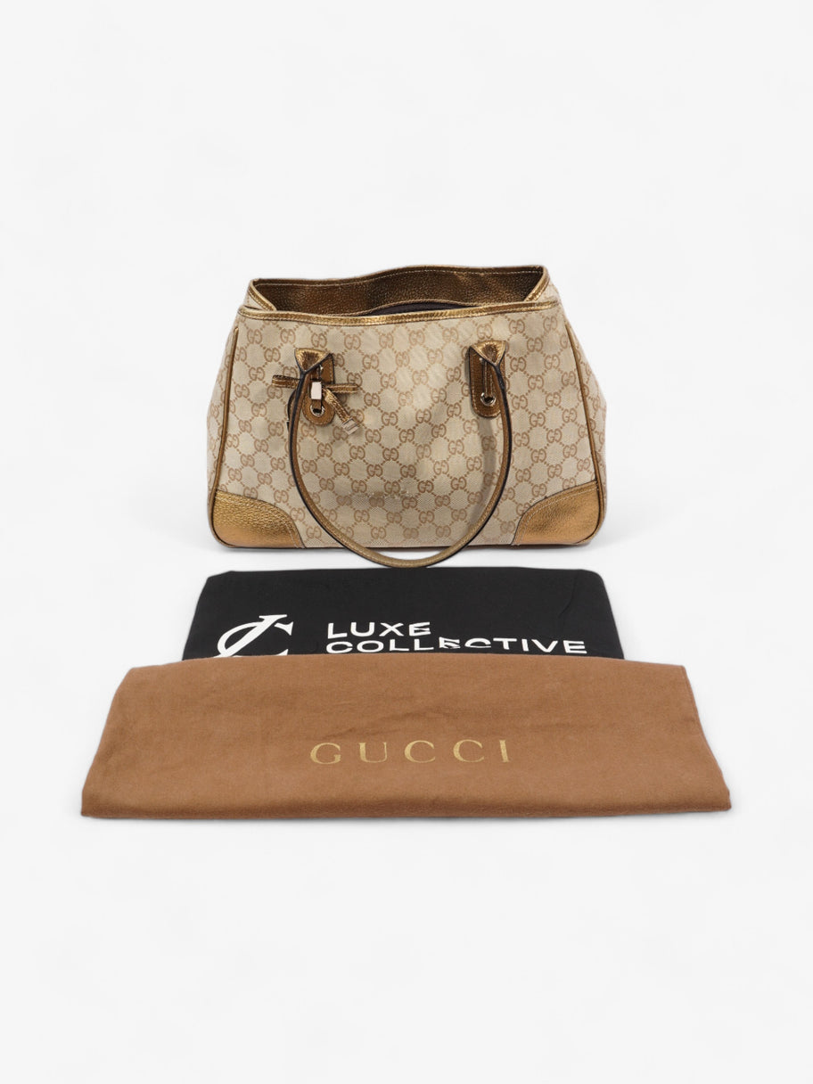 Gucci Princy Tote Beige And Ebony GG Supreme / Gold Canvas Medium Image 8