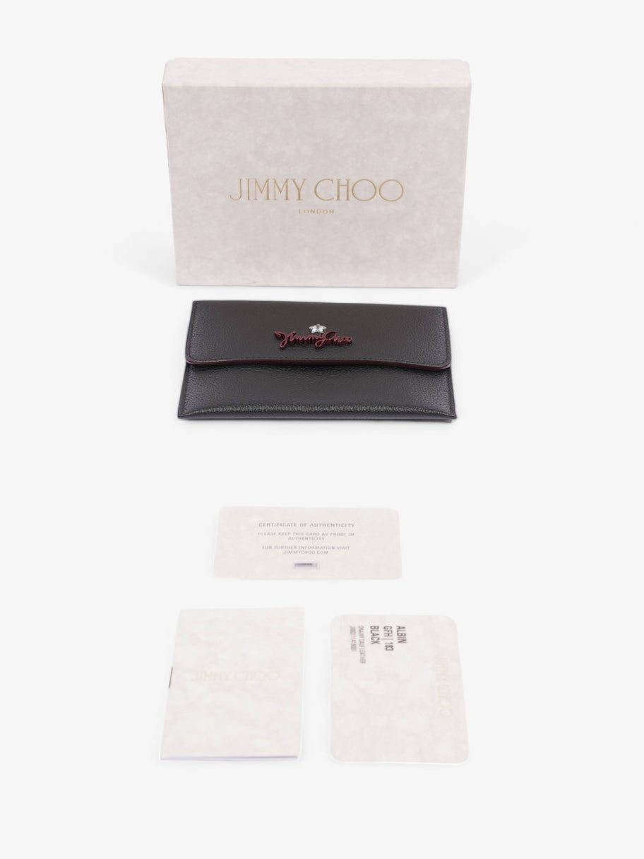 Jimmy Choo Logo Fold Pouch Black Leather Image 9