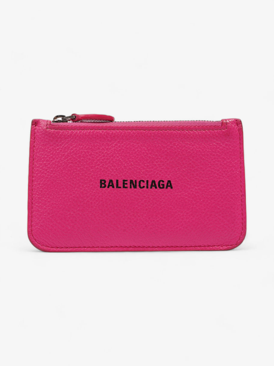 Balenciaga Logo Card Holder Neon Pink Leather Image 1