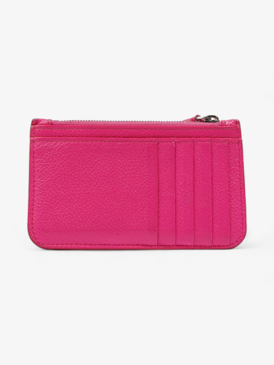 Balenciaga Logo Card Holder Neon Pink Leather Image 2