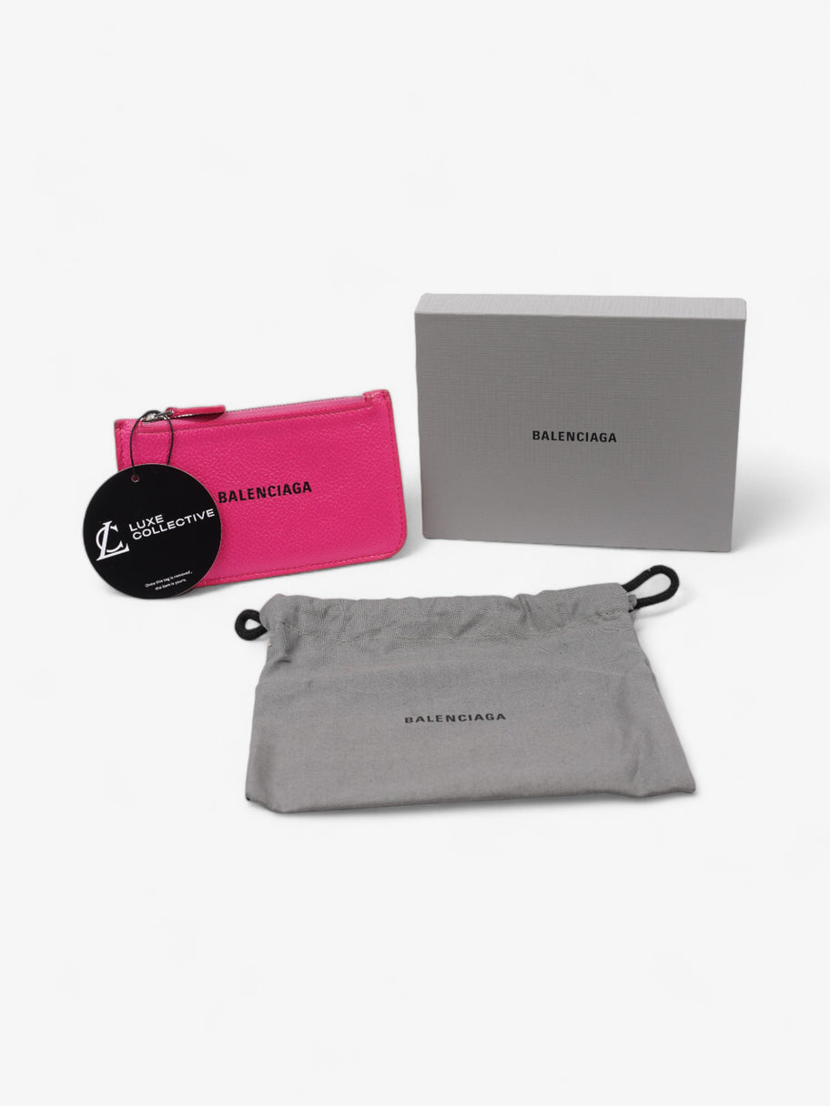 Balenciaga Logo Card Holder Neon Pink Leather Image 6