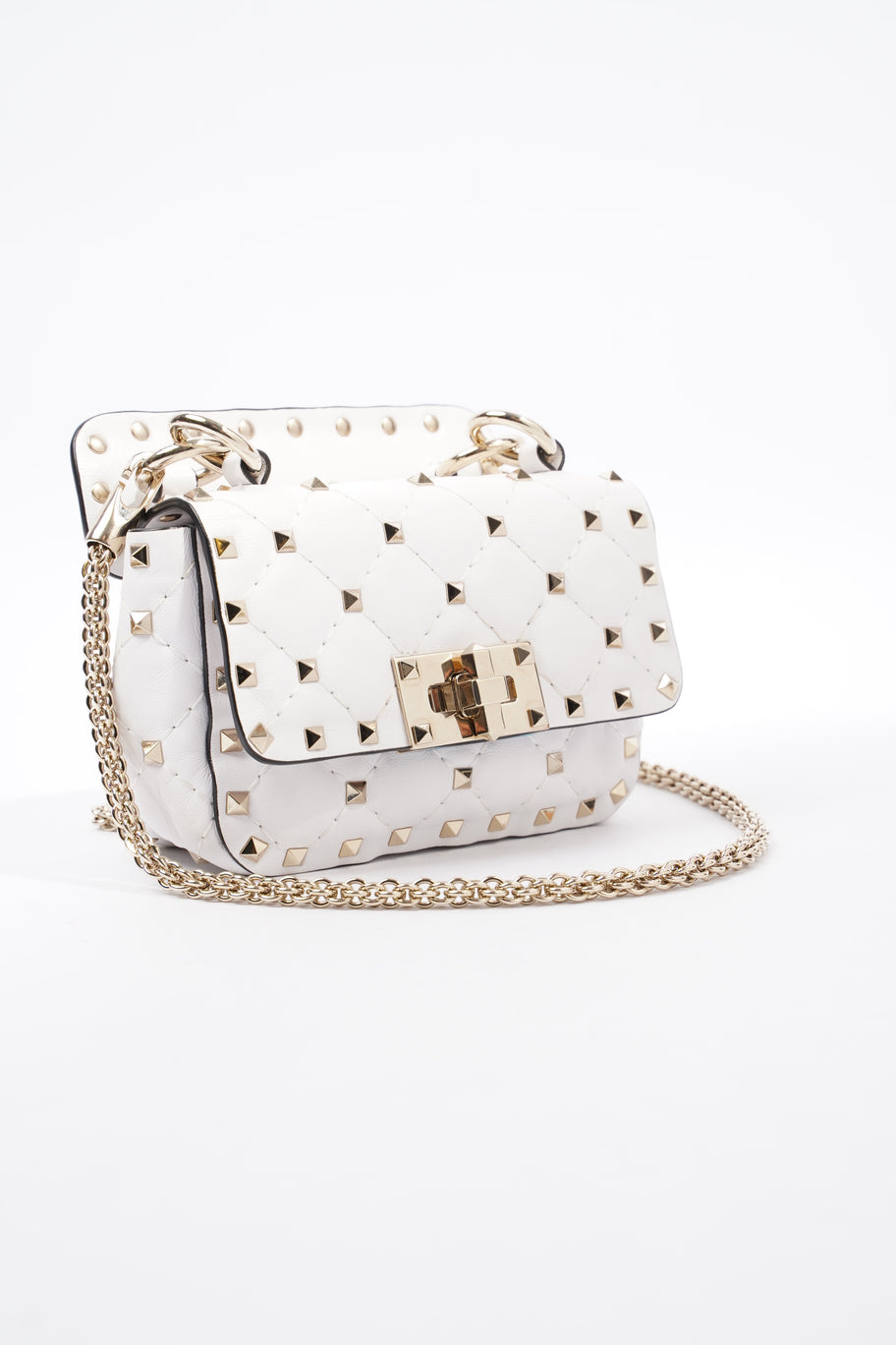 Rockstud Shoulder Bag White Leather Image 12