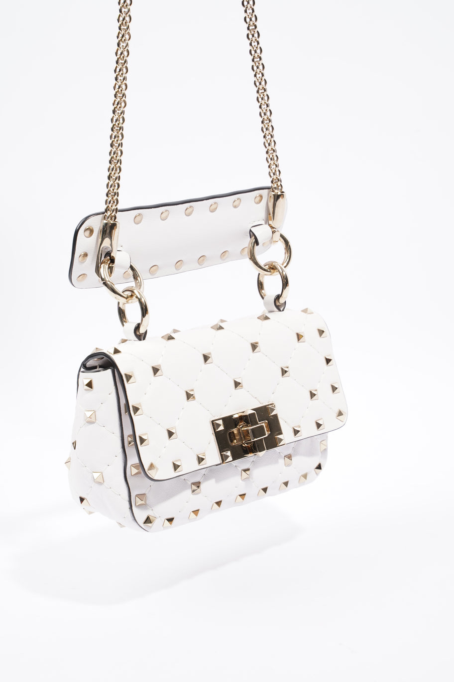 Rockstud Shoulder Bag White Leather Image 8