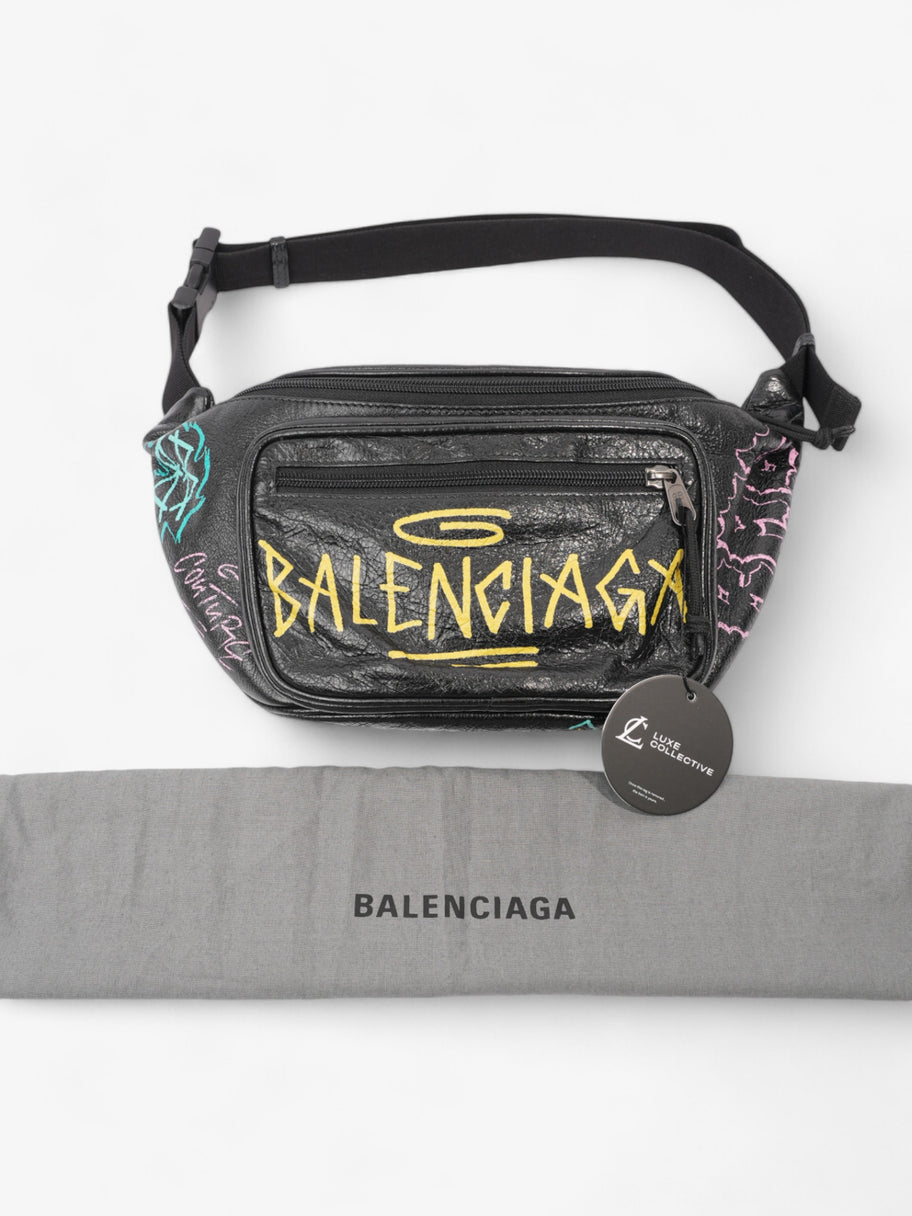 Balenciaga Graffiti Explorer Belt Bag Black / Yellow / Pink Leather Image 9