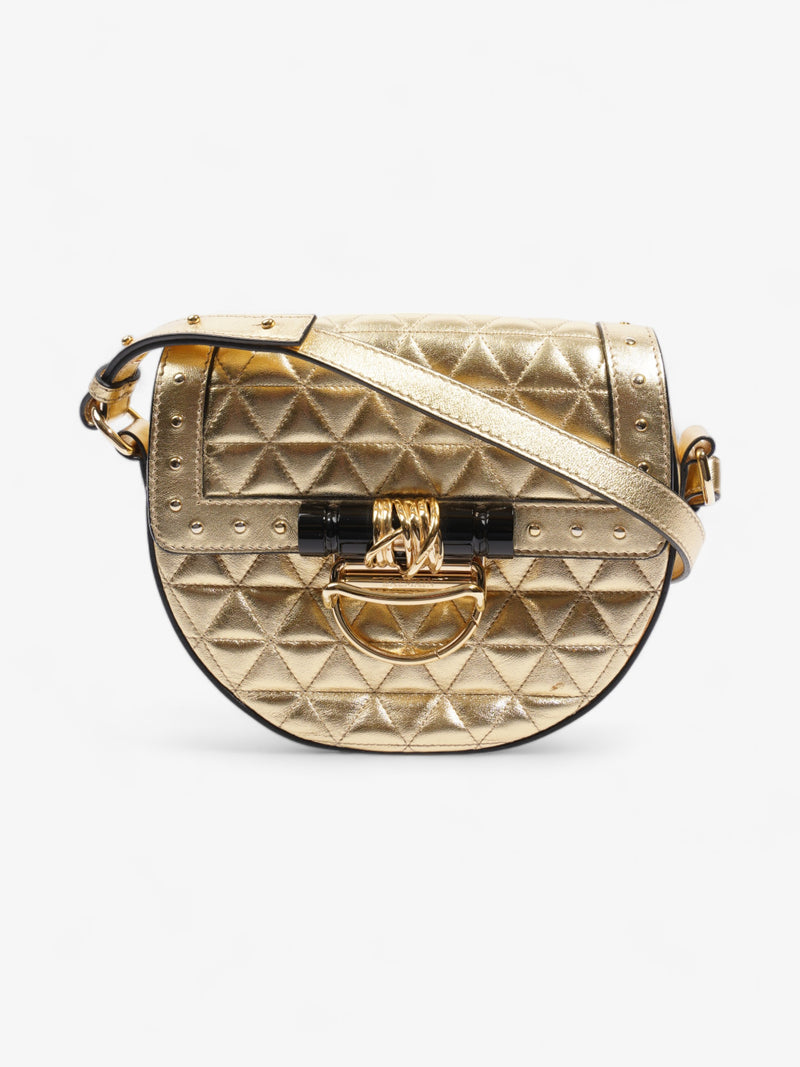  Balmain Studded Crossbody Gold Lambskin Leather