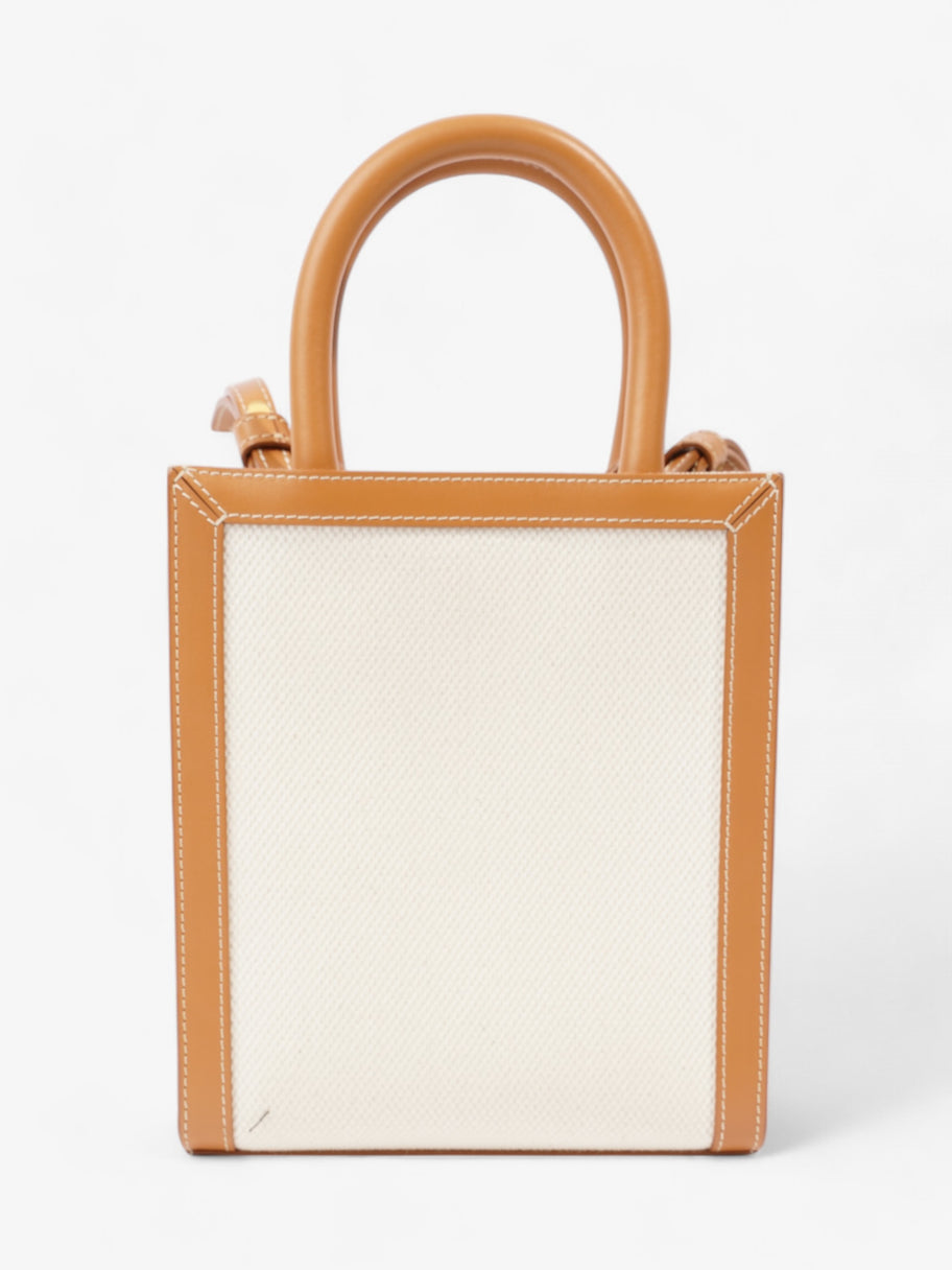 Celine Cabas Vertical Tote Natural / Brown / Black Canvas Mini Image 4