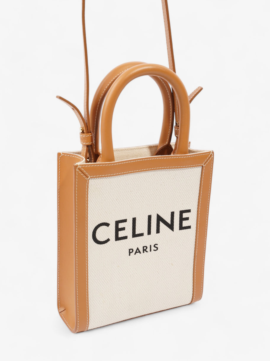 Celine Cabas Vertical Tote Natural / Brown / Black Canvas Mini Image 7