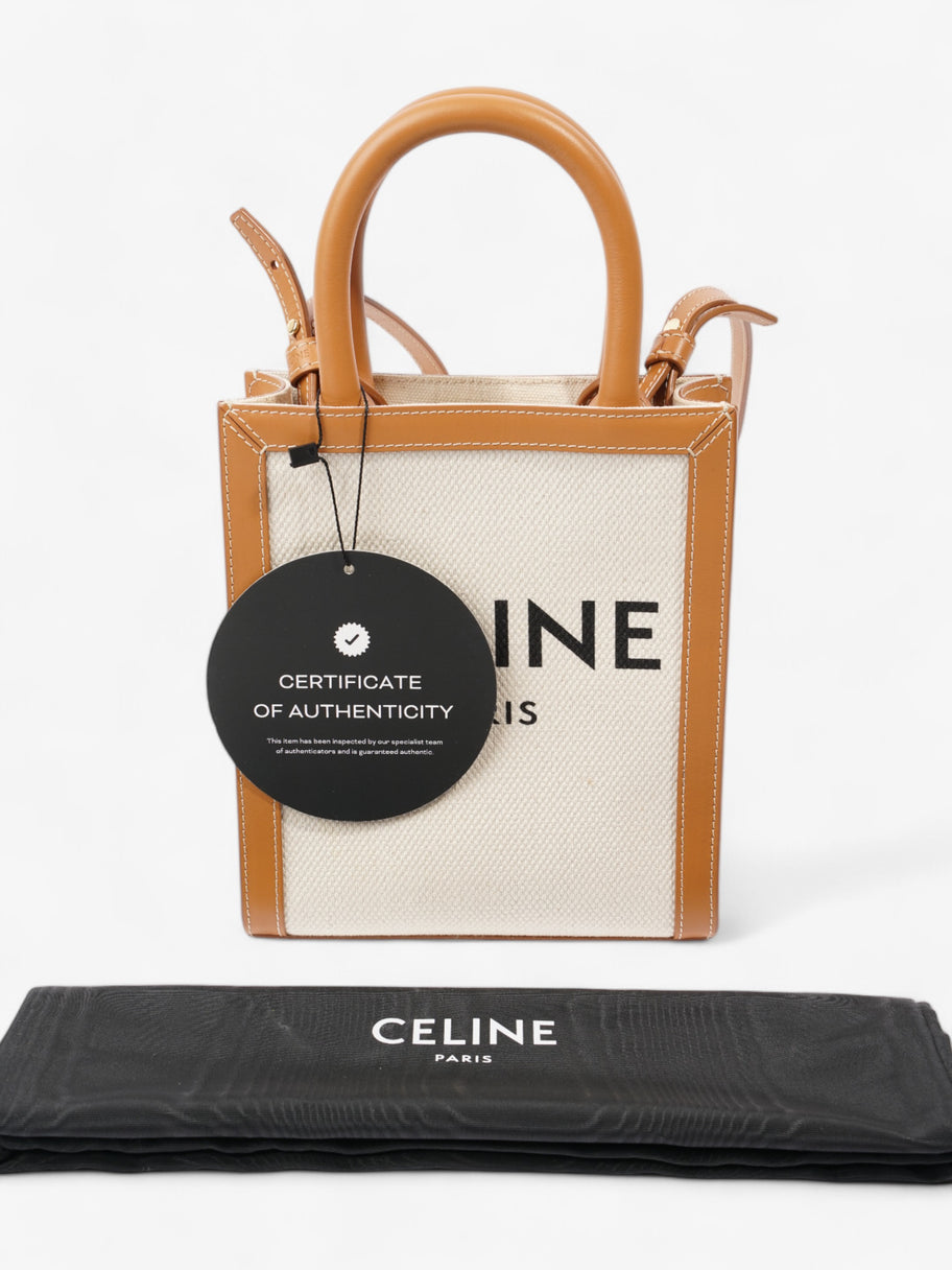 Celine Cabas Vertical Tote Natural / Brown / Black Canvas Mini Image 9