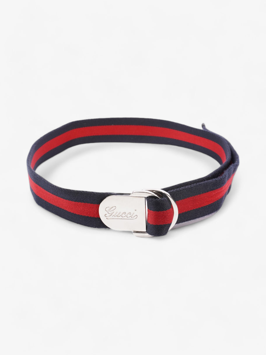 Gucci Stripe Buckle Belt Red / Navy Canvas 100cm 40