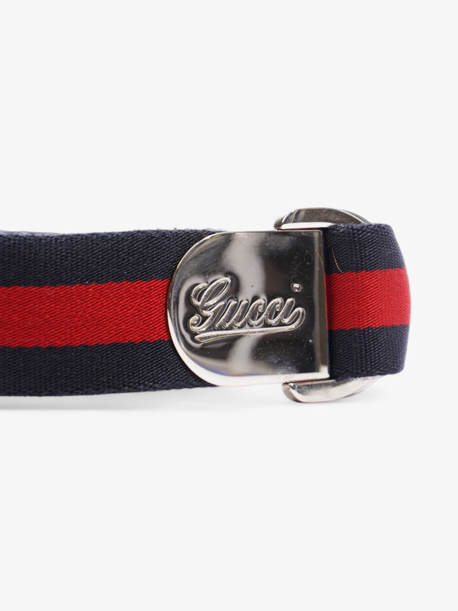 Gucci Stripe Buckle Belt Red / Navy Canvas 100cm 40