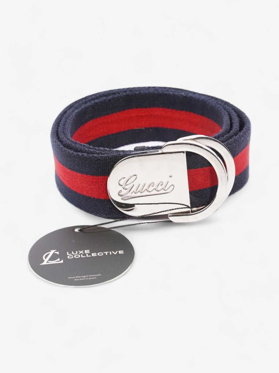 Gucci Stripe Buckle Belt Red / Navy Canvas 100cm 40