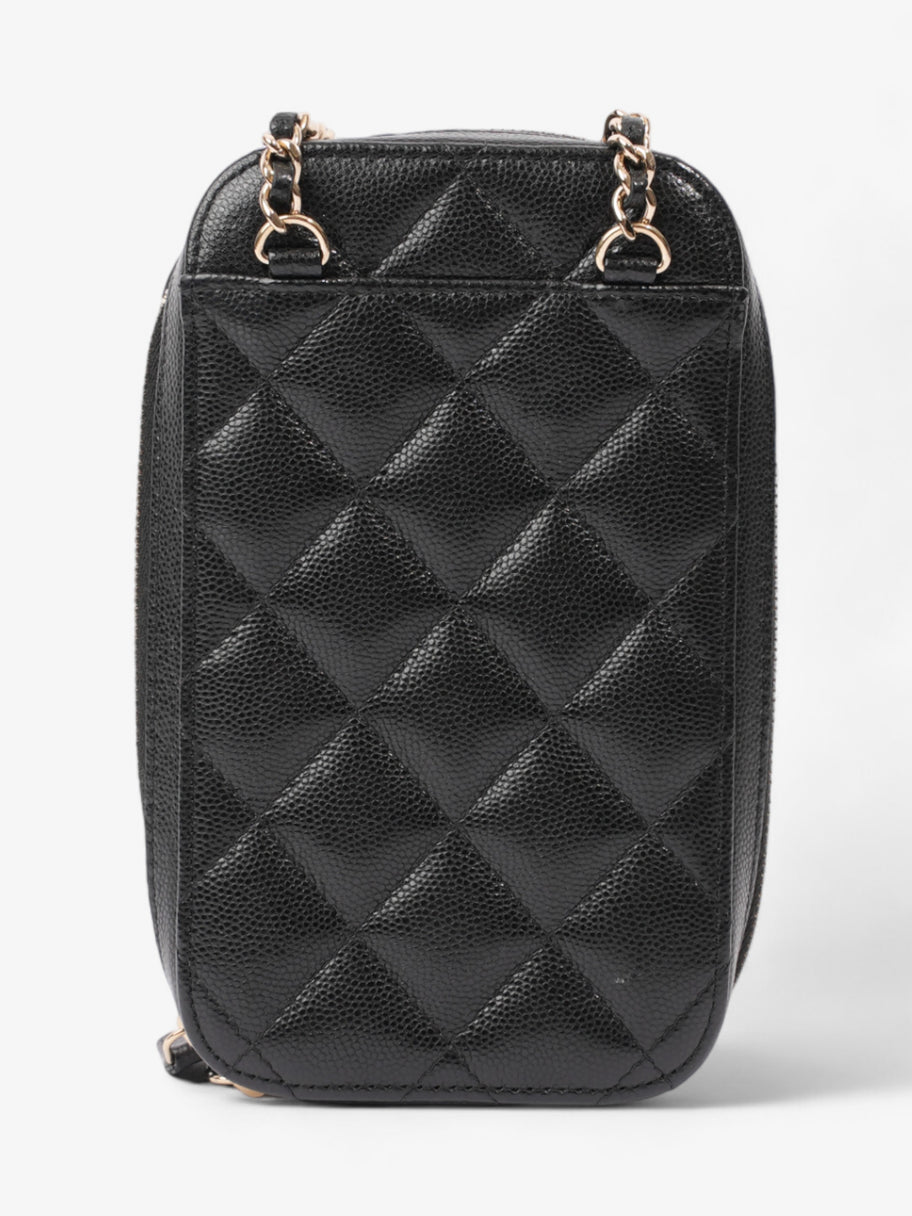 Chanel Quilted Phone Holder Black Caviar Leather Image 4