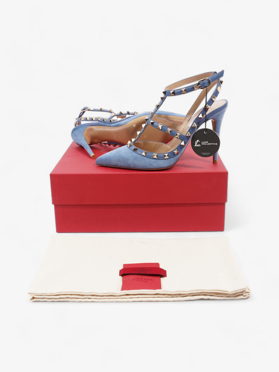 Valentino Rockstud Heeled Pumps 105mm Blue / Gold Suede EU 39 UK 6 Image 10