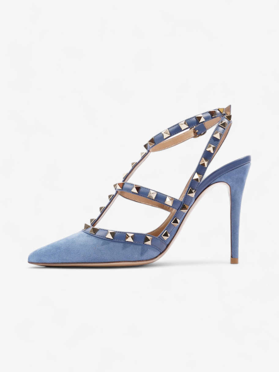 Valentino Rockstud Heeled Pumps 105mm Blue / Gold Suede EU 39 UK 6 Image 3