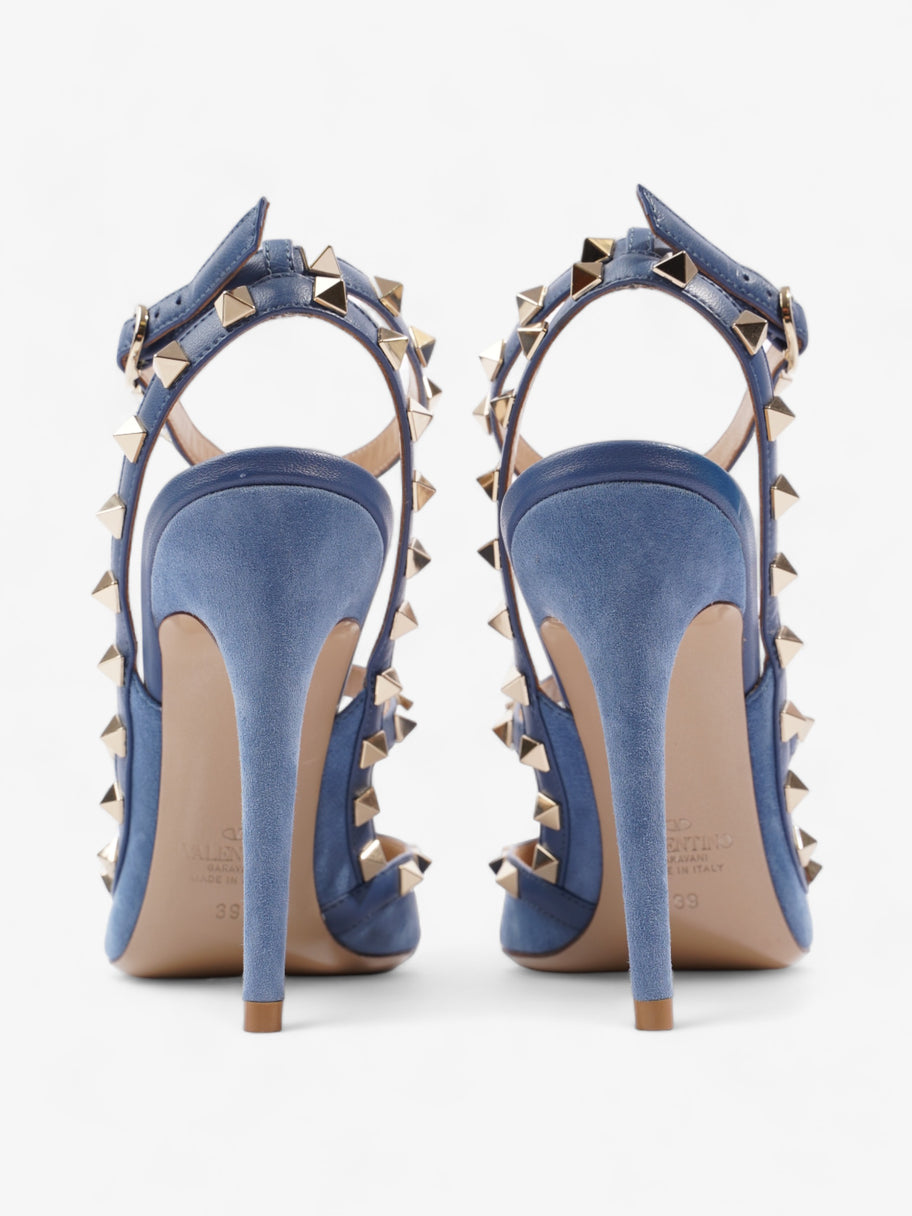 Valentino Rockstud Heeled Pumps 105mm Blue / Gold Suede EU 39 UK 6 Image 6