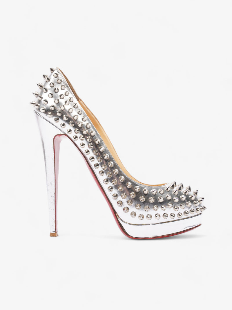  Christian Louboutin Platform Spiked Heel 150 Silver Leather EU 41 UK 8