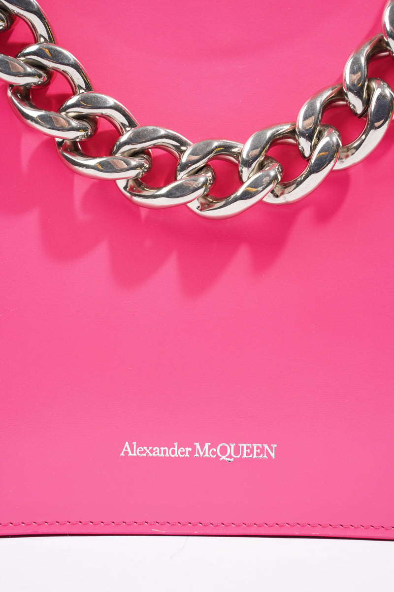  Alexander McQueen Four Ring Top Handle Neon Pink Leather