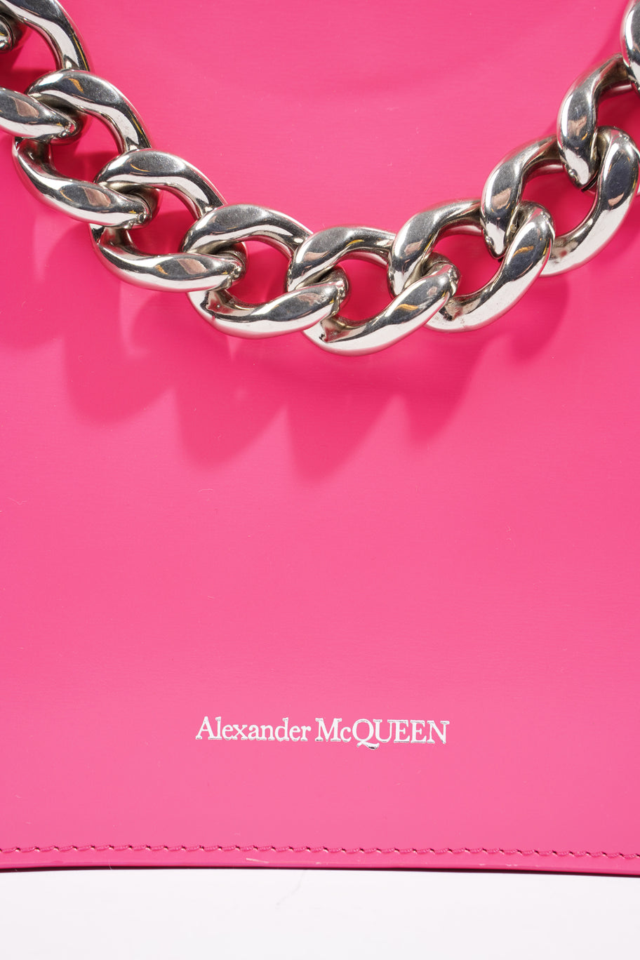 Alexander McQueen Four Ring Top Handle Neon Pink Leather Image 2