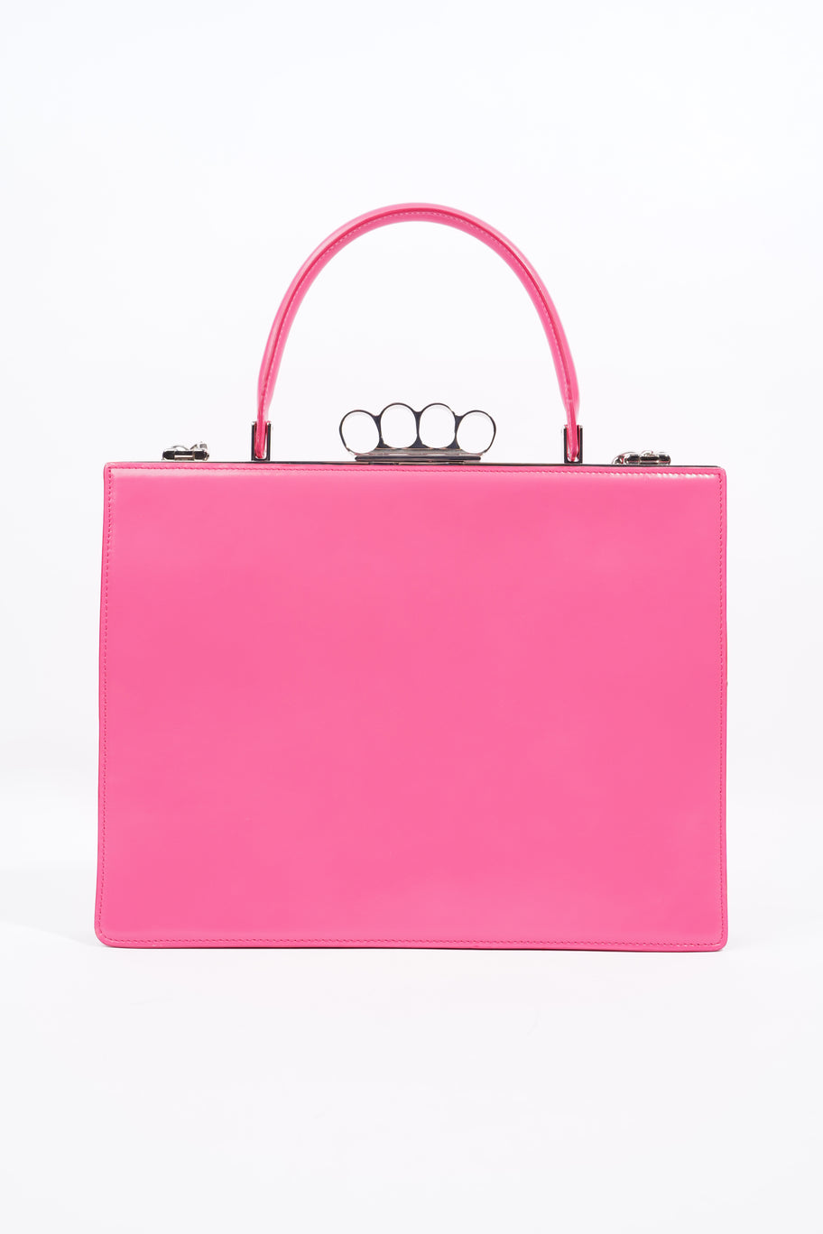 Alexander McQueen Four Ring Top Handle Neon Pink Leather Image 4