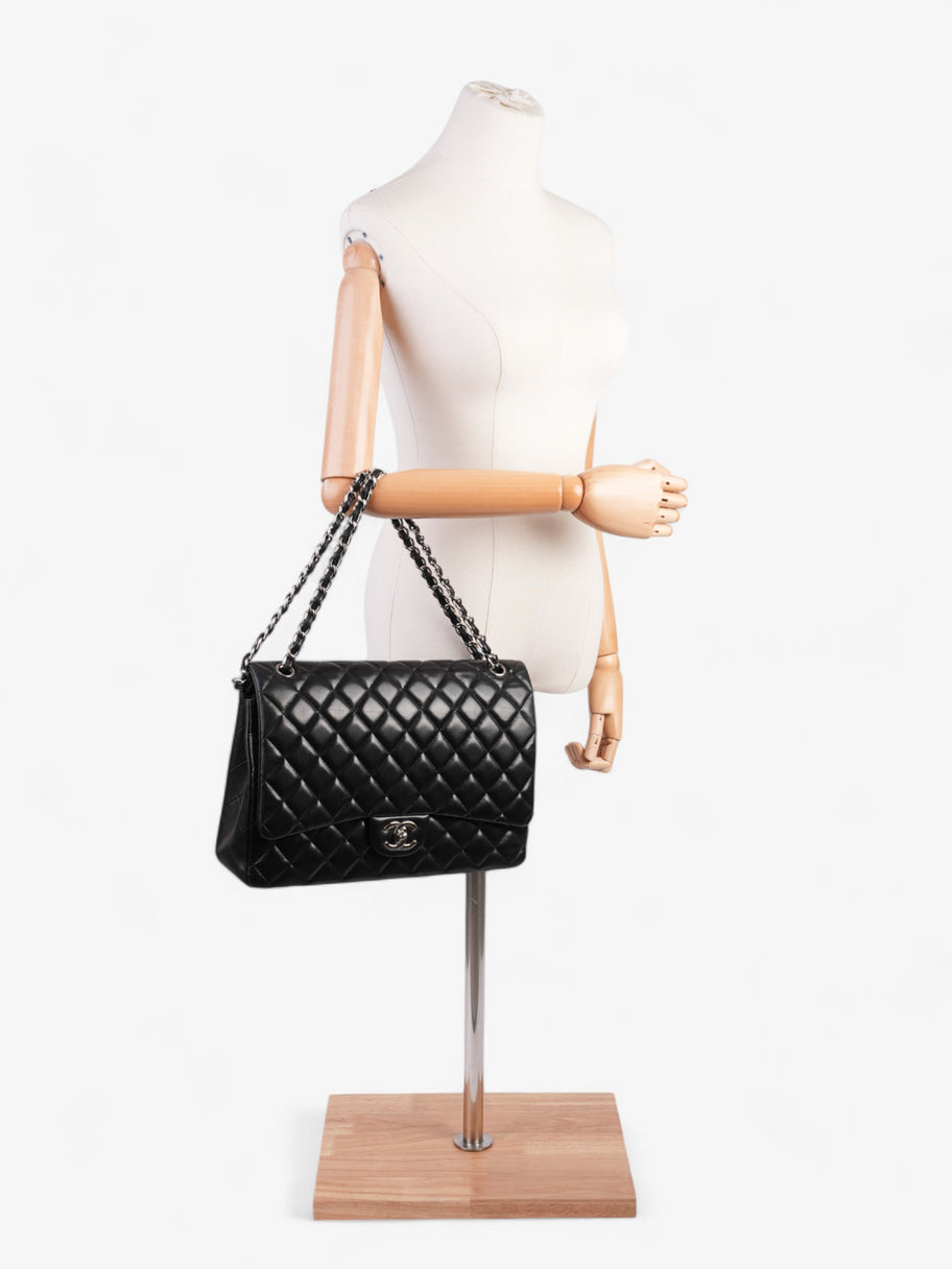 Chanel Classic Double Flap Black Lambskin Leather Maxi Image 2