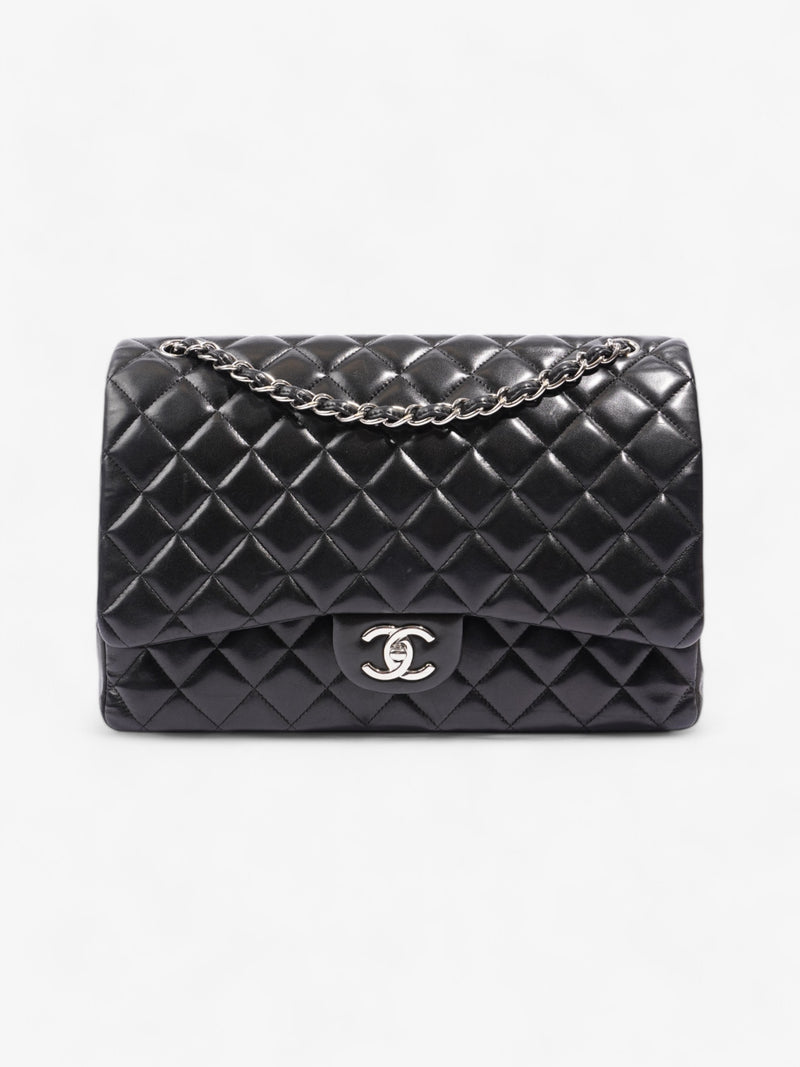  Chanel Classic Double Flap Black Lambskin Leather Maxi