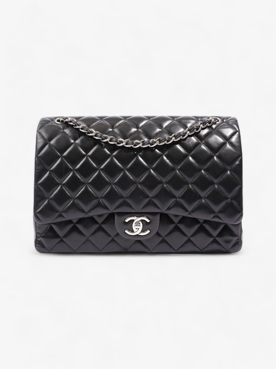 Chanel Classic Double Flap Black Lambskin Leather Maxi Image 1