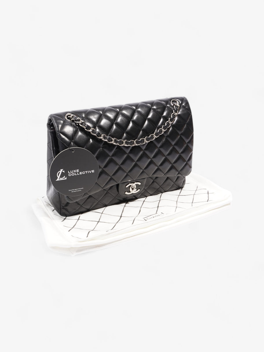 Chanel Classic Double Flap Black Lambskin Leather Maxi Image 10