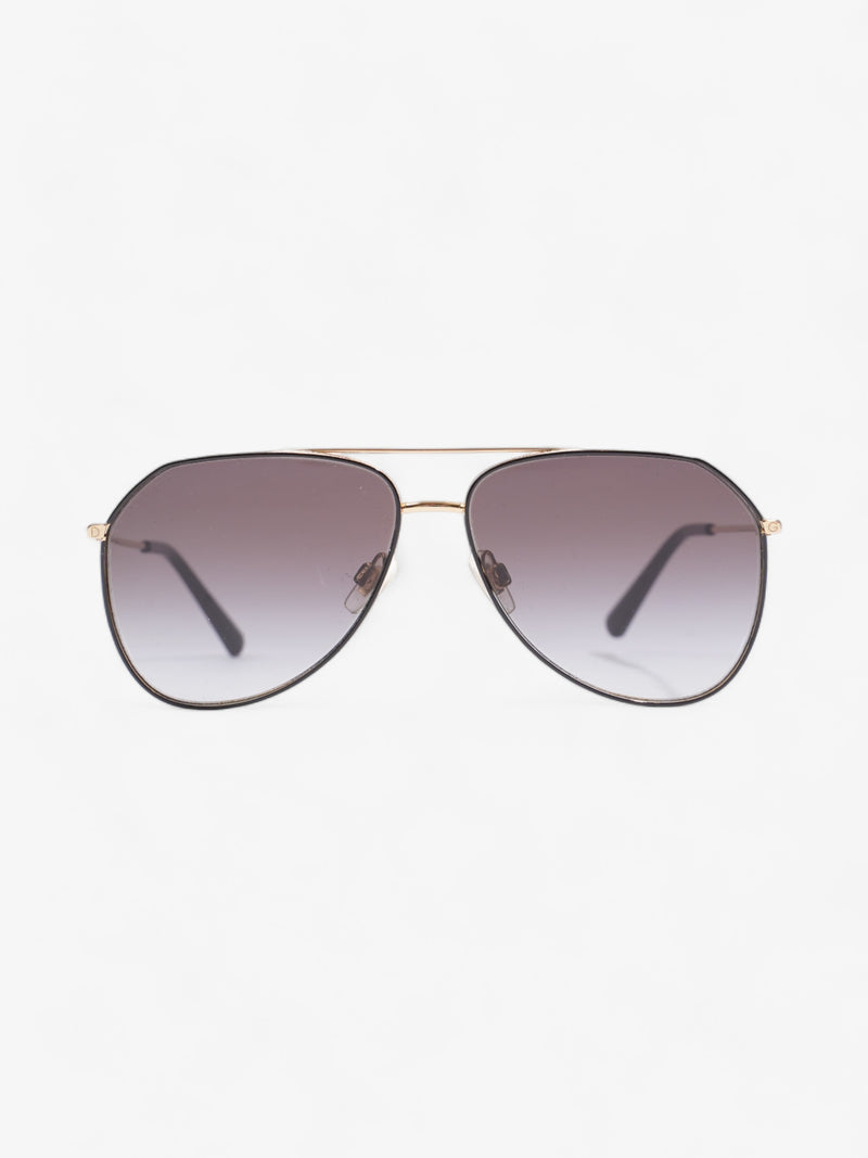  Aviator Sunglasses Black / Gold Acetate 140mm