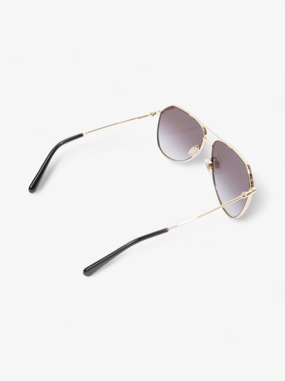 Aviator Sunglasses Black / Gold Acetate 140mm Image 7