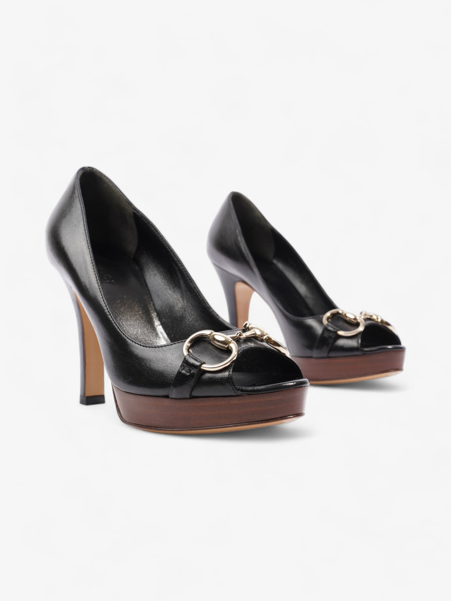 Gucci Horsebit Open Toe Heels 90 Black Leather EU 35.5 UK 2.5 Image 2