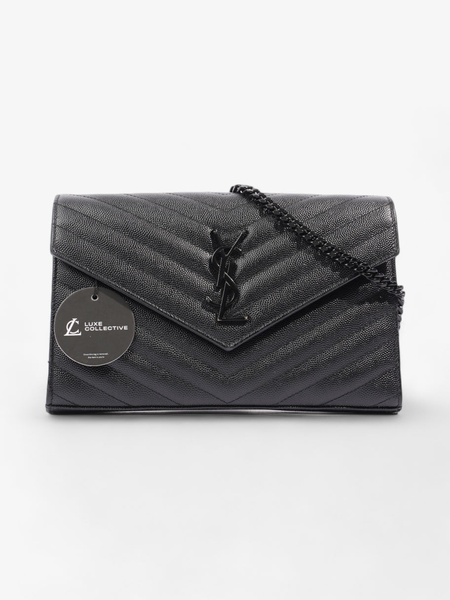 Saint Laurent Monogram Envelope Wallet on Chain Black Matelasse Leather Image 9