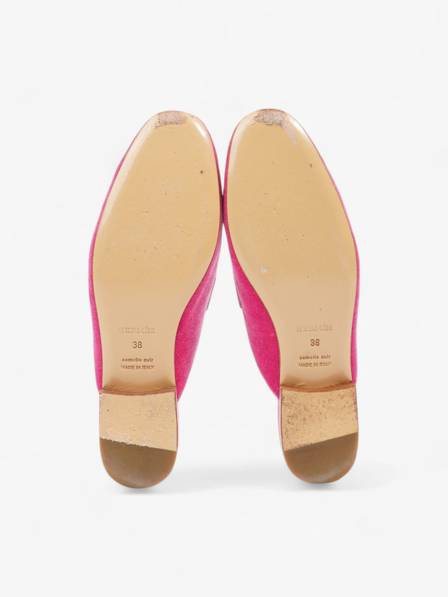 Hermes Paris Mules Pink / Gold Velvet EU 38 UK 5 Image 7