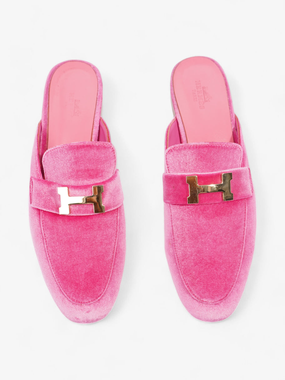 Hermes Paris Mules Pink / Gold Velvet EU 38 UK 5 Image 8