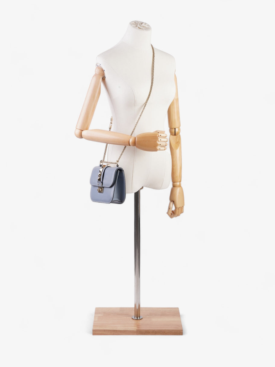 Valentino Glam Lock Pale Blue Leather Small Image 2