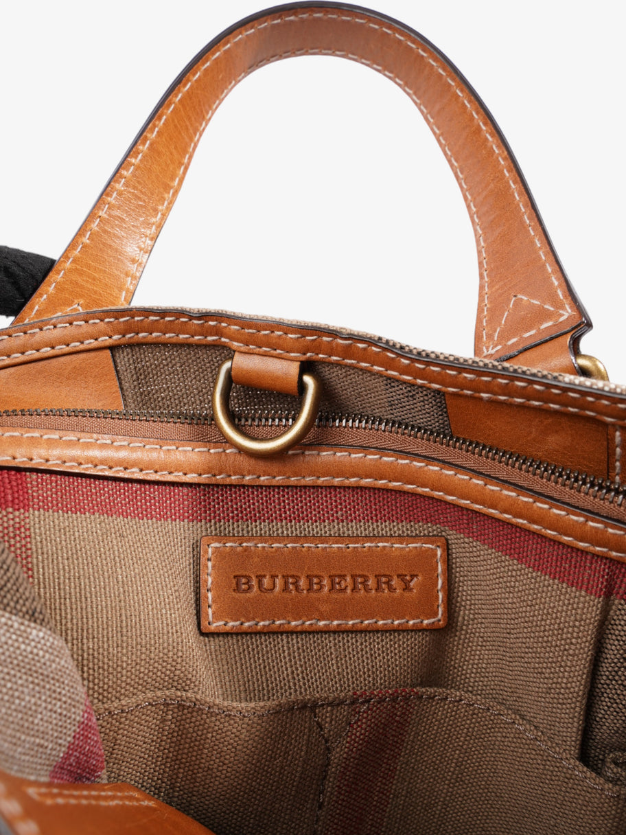 Burberry Tottenham Brit Tote Saddle Brown / House Check Canvas Medium Image 7