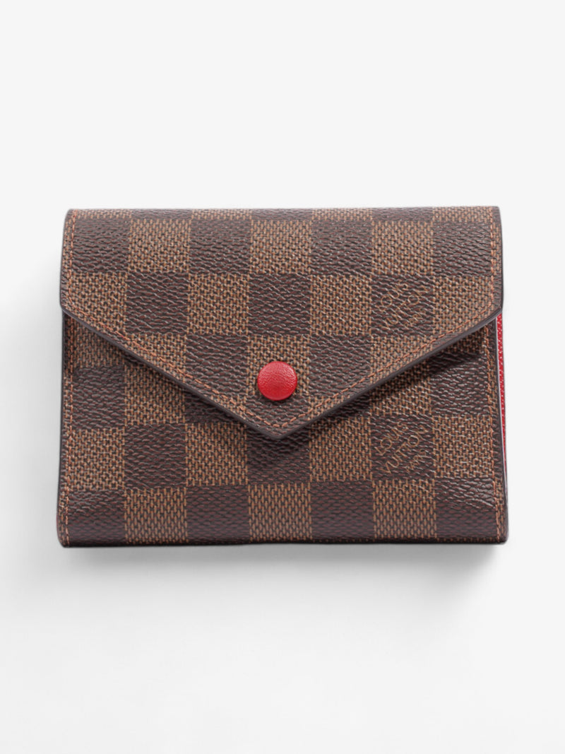  Louis Vuitton Victorine Wallet Damier Ebene / Red Coated Canvas