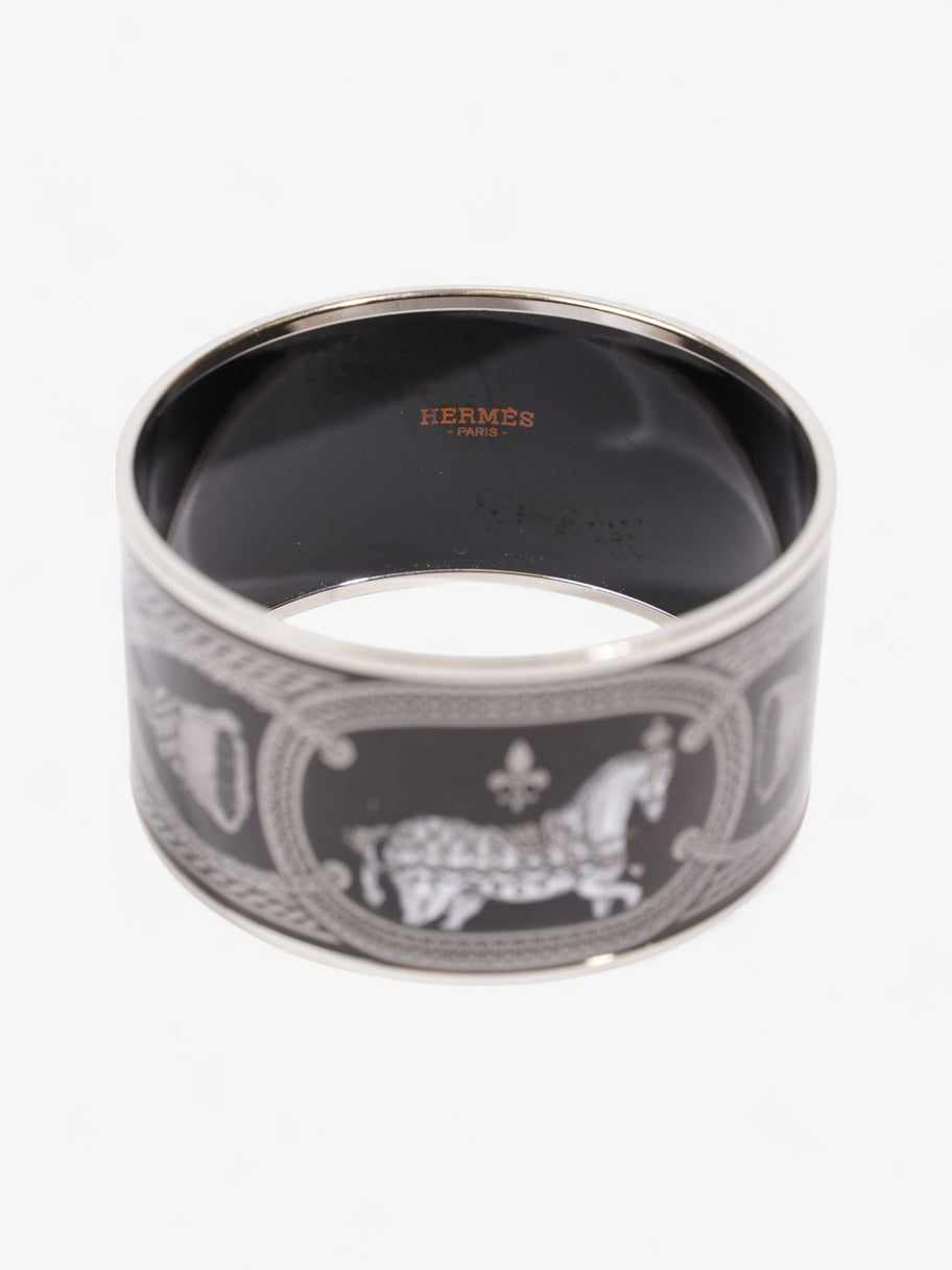 Hermes Grand Apparat Extra Wide Bracelet Black / White / Grey Enamel Small (Circumference - 20.4cm) Image 2