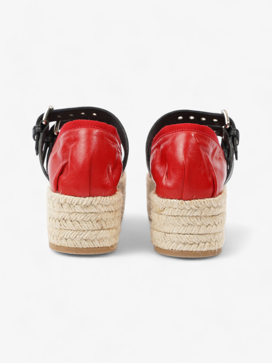 Miu Miu Ballerina Strap Detailed Platform Espadrille 50mm Red Leather EU 38.5 UK 5.5 Image 6