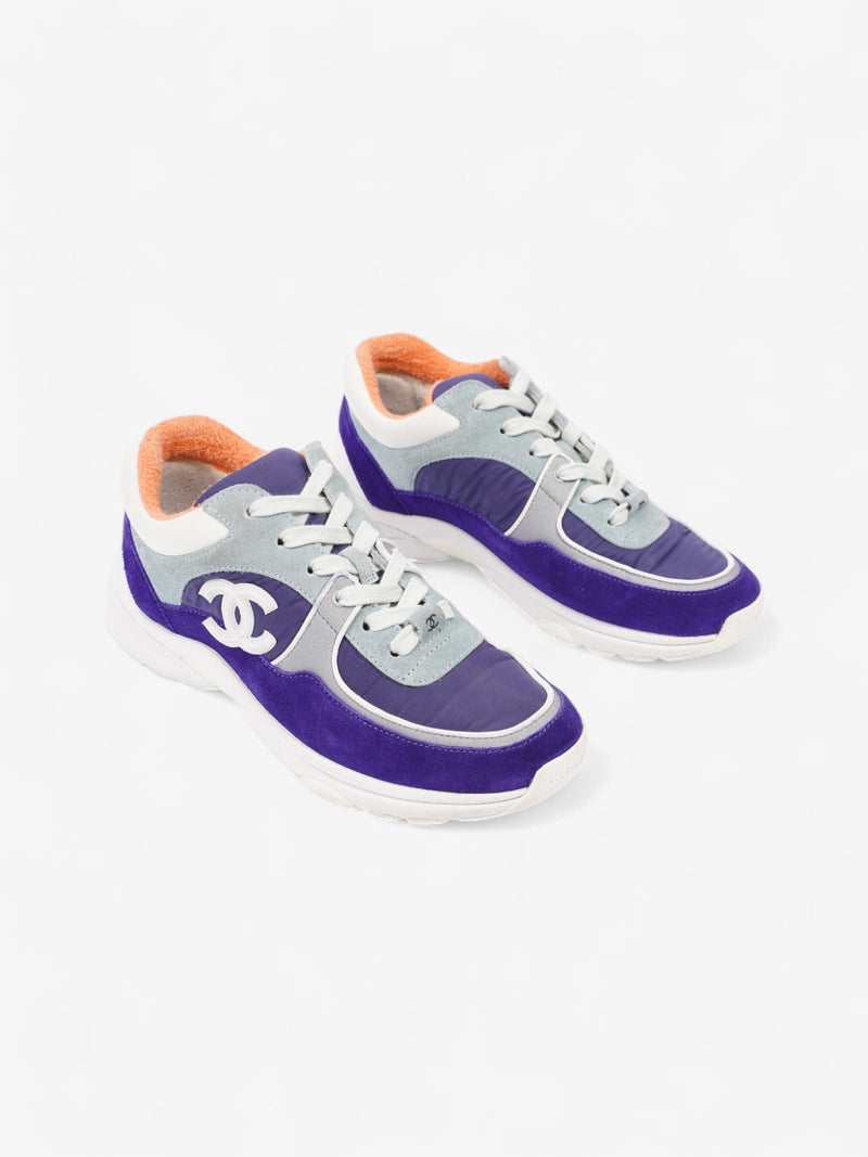  Chanel CC Logo Sneakers Blue / Navy / White Suede EU 37 UK 4