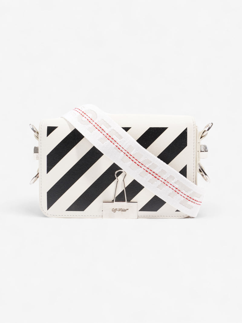  Off White Binder Clip Diag Bag White / Black Leather Mini