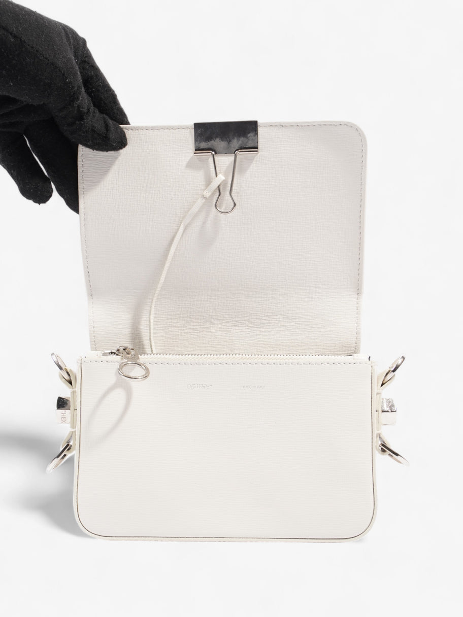 Off White Binder Clip Diag Bag White / Black Leather Mini Image 7