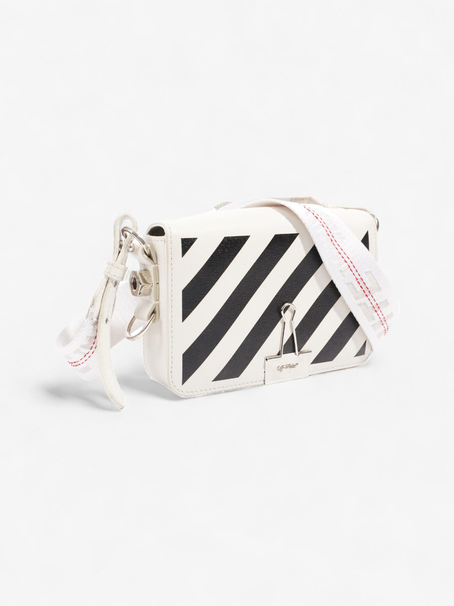 Off White Binder Clip Diag Bag White / Black Leather Mini Image 9