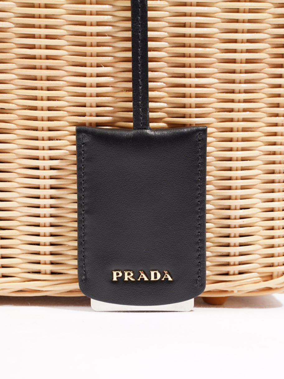 Prada Basket Bag Natural / Black Wicker Image 7