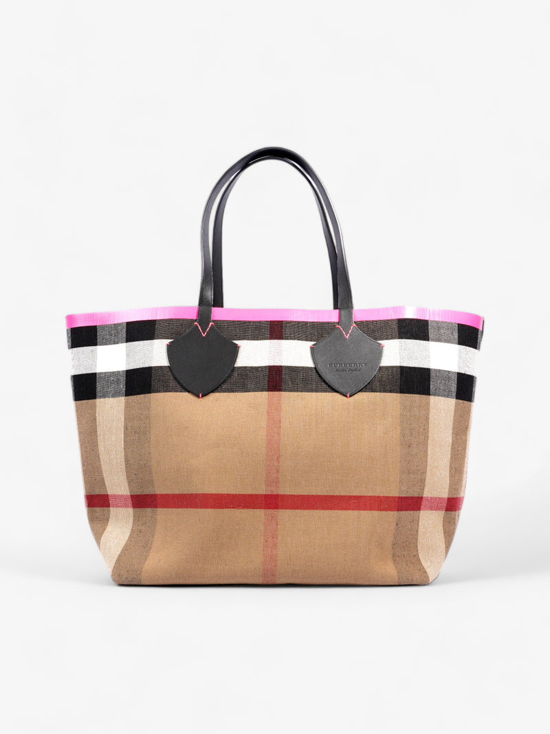  Burberry The Giant Reversible Tote House Check / Pink Canvas