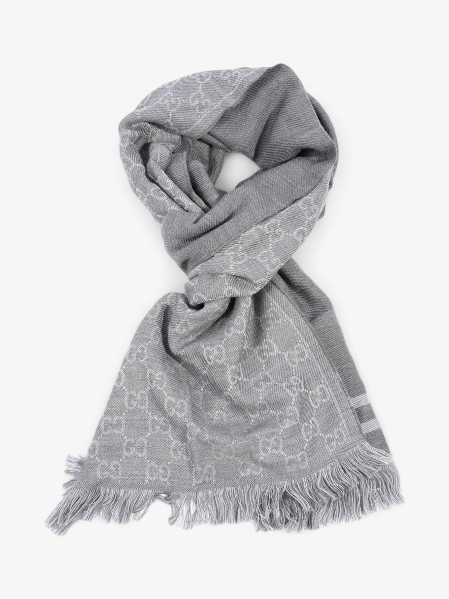 GG-jacquard Scarf Grey Wool Image 3