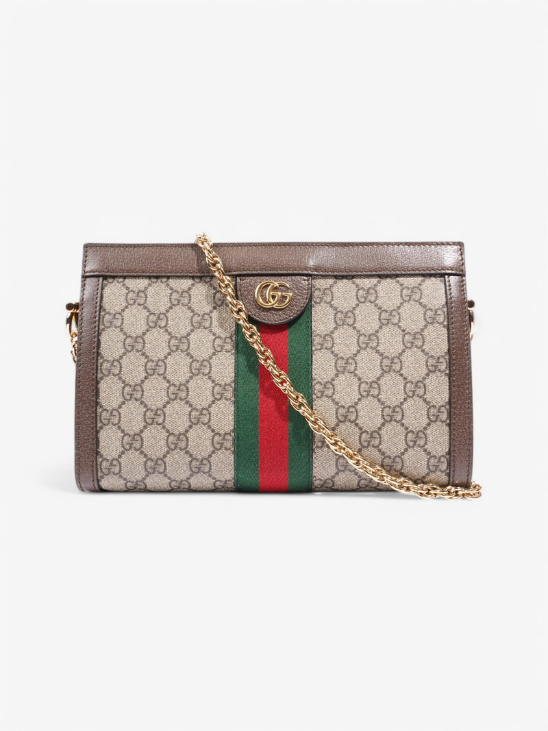  Gucci Ophidia Beige  / Green / Red Coated Canvas Small